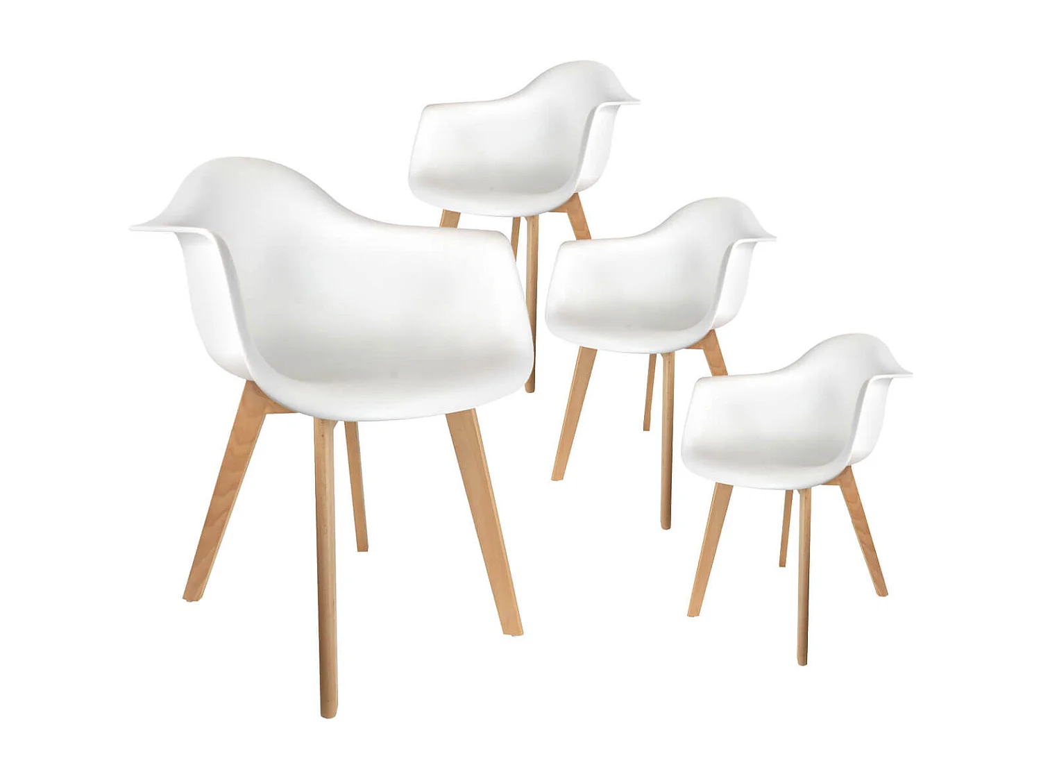 TRAVIS - Lot de 4 Fauteuils Assises Blanches