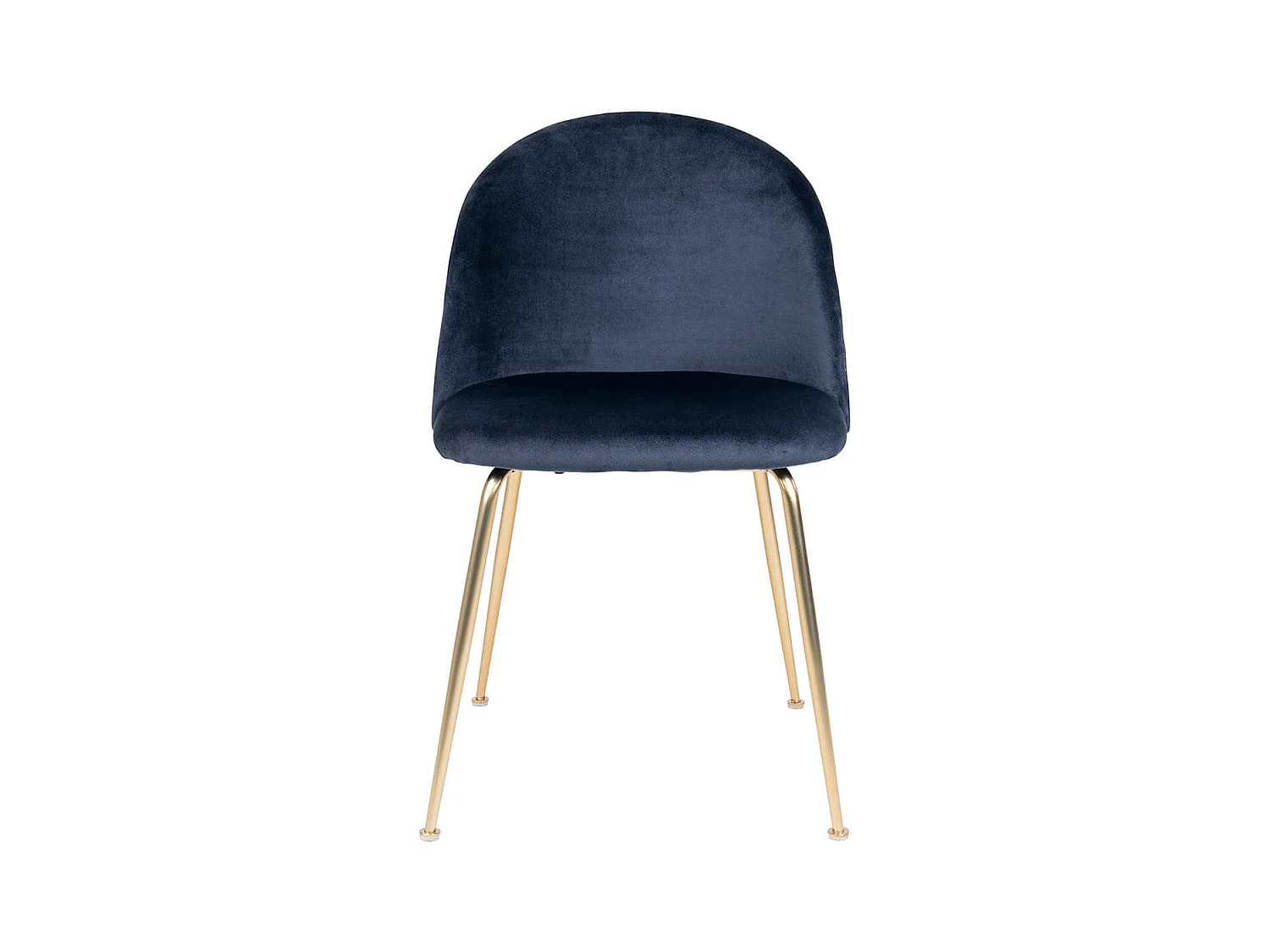 MEYRIN - Lot de 4 Chaises Velours Bleu et Pieds Métal Doré