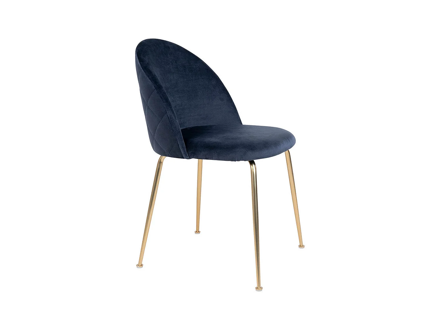 MEYRIN - Lot de 4 Chaises Velours Bleu et Pieds Métal Doré