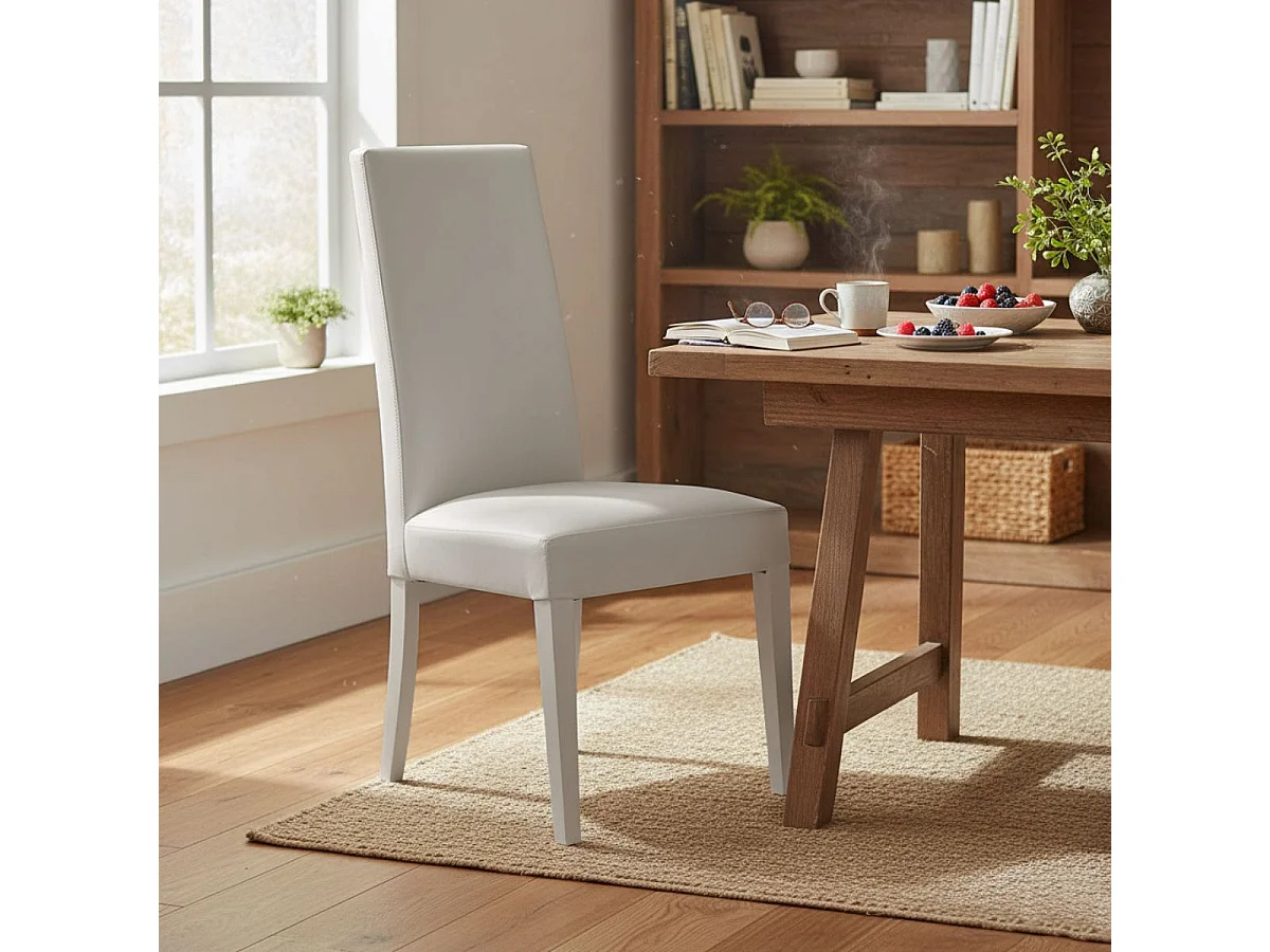 TORINO - Lot de 2 Chaises Simili Gris Clair et Pieds Laqués