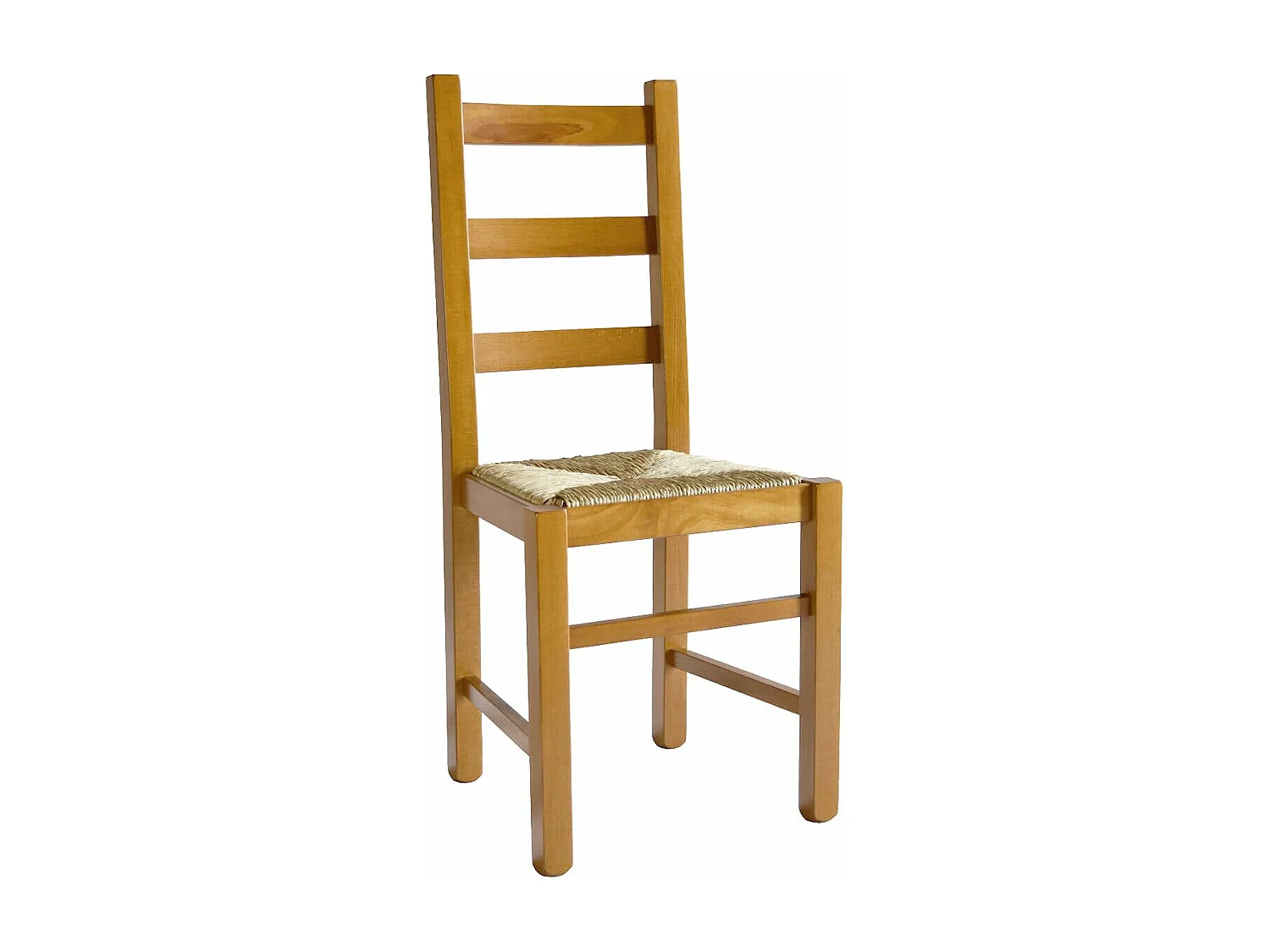 ORTA - Lot de 4 Chaises Teinté Chêne et Assises en Paille