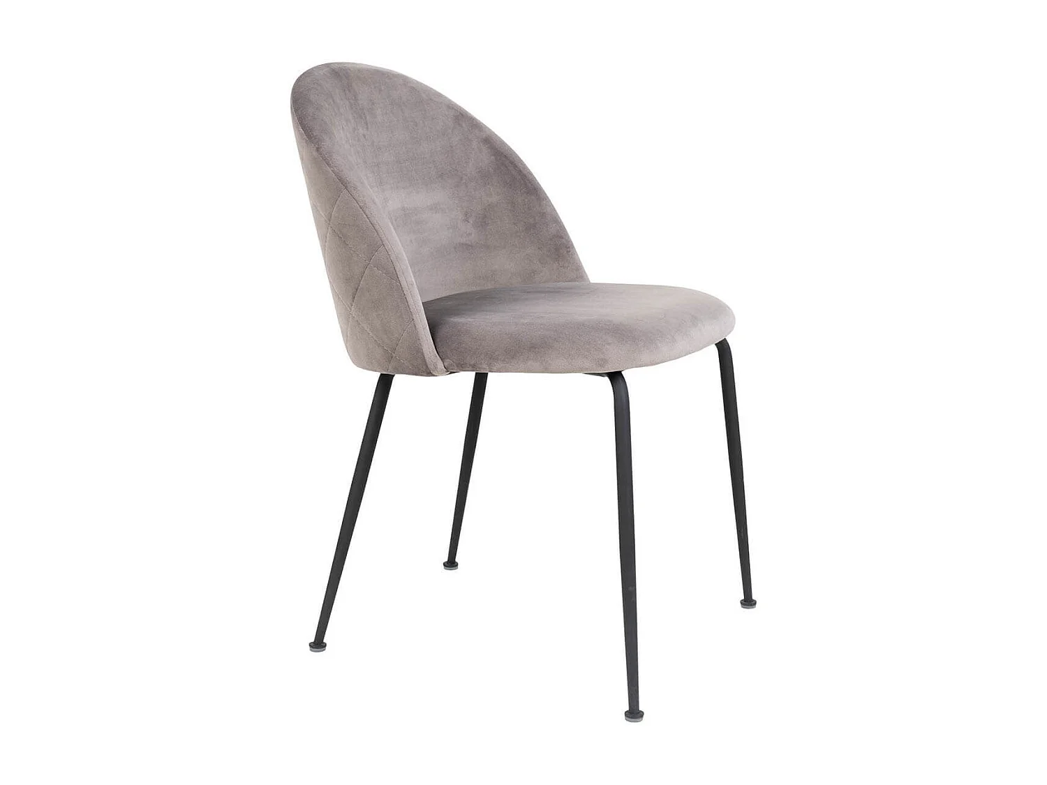 MEYRIN - Lot de 2 Chaises Velours Gris et Pieds Métal Noir