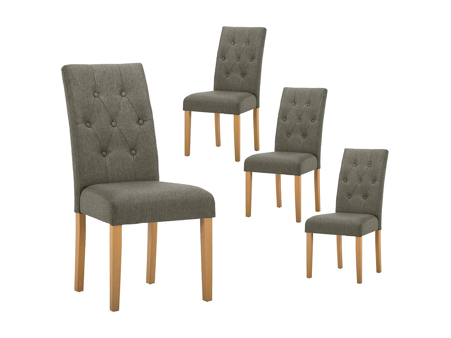 OXFORD - Lot de 4 Chaises Gris Taupe avec Boutons