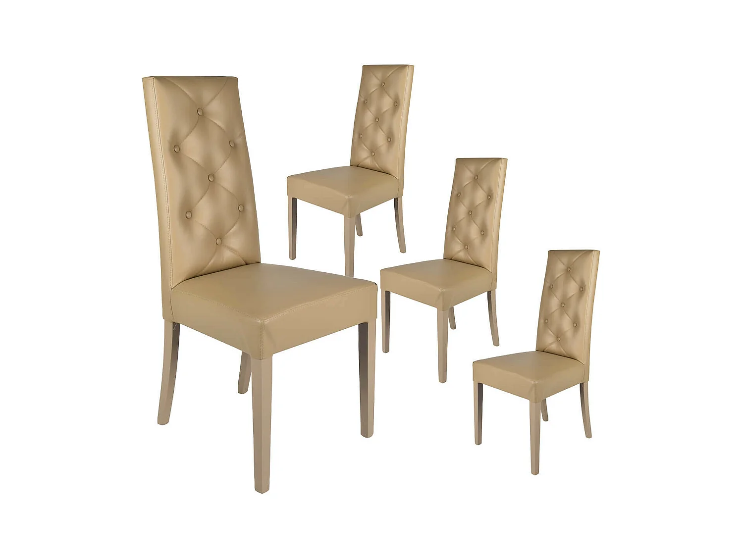 TREVI - Lot de 4 Chaises Simili Taupe et Pieds Laqués