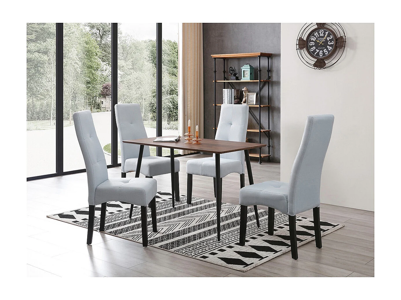 DALLAS - Lot de 2 Chaises Gris Clair Capitonnées