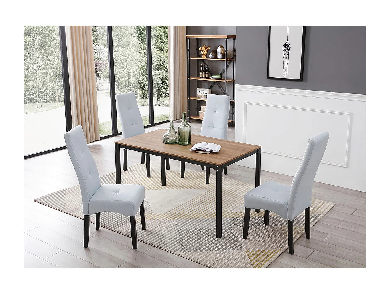 DALLAS - Lot de 2 Chaises Gris Clair Capitonnées