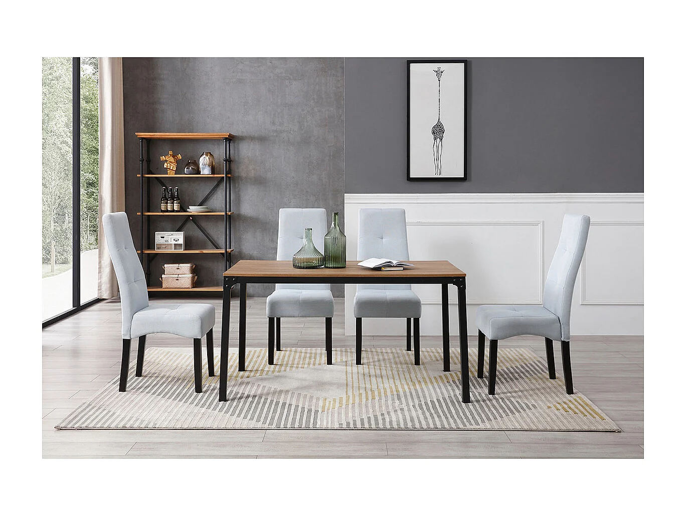 DALLAS - Lot de 2 Chaises Gris Clair Capitonnées