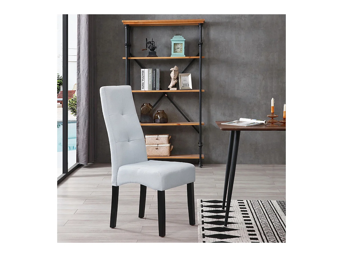 DALLAS - Lot de 2 Chaises Gris Clair Capitonnées