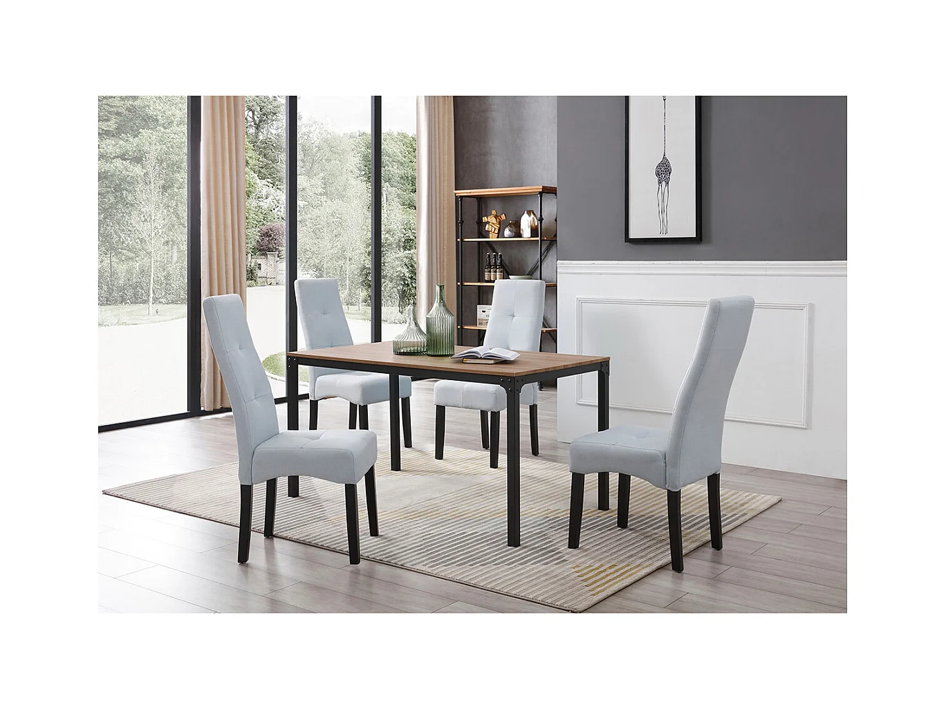 DALLAS - Lot de 2 Chaises Gris Clair Capitonnées