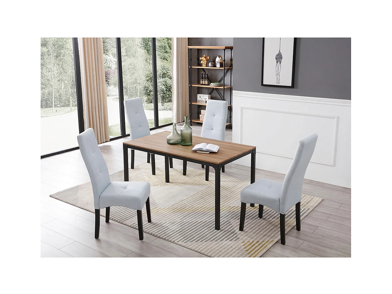 DALLAS - Lot de 2 Chaises Gris Clair Capitonnées