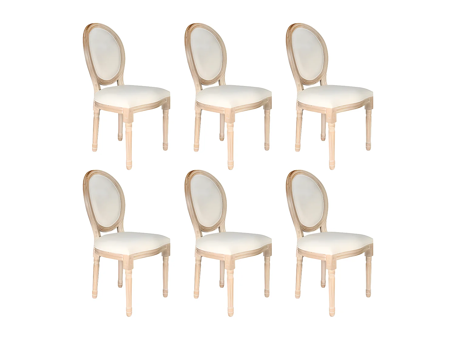 MELINDA - Lot de 6 Chaises Baroques Tissu Beige