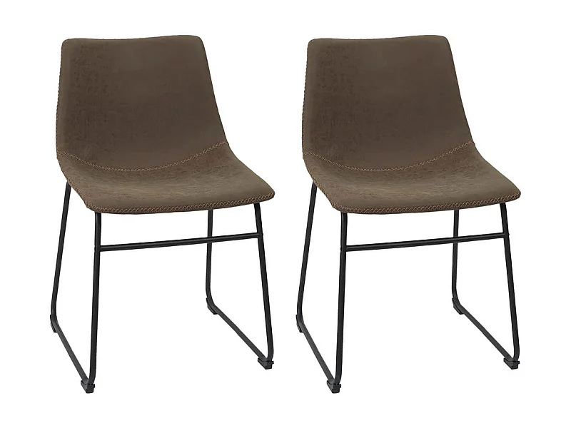 SANDY - Lot de 2 Chaises Coutures Apparentes Marron