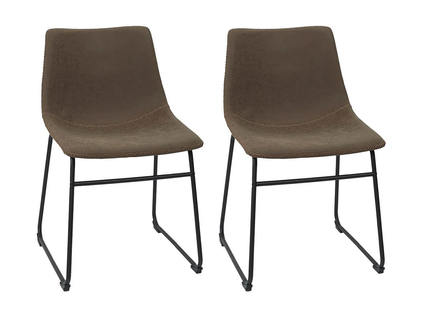 SANDY - Lot de 2 Chaises Coutures Apparentes Marron