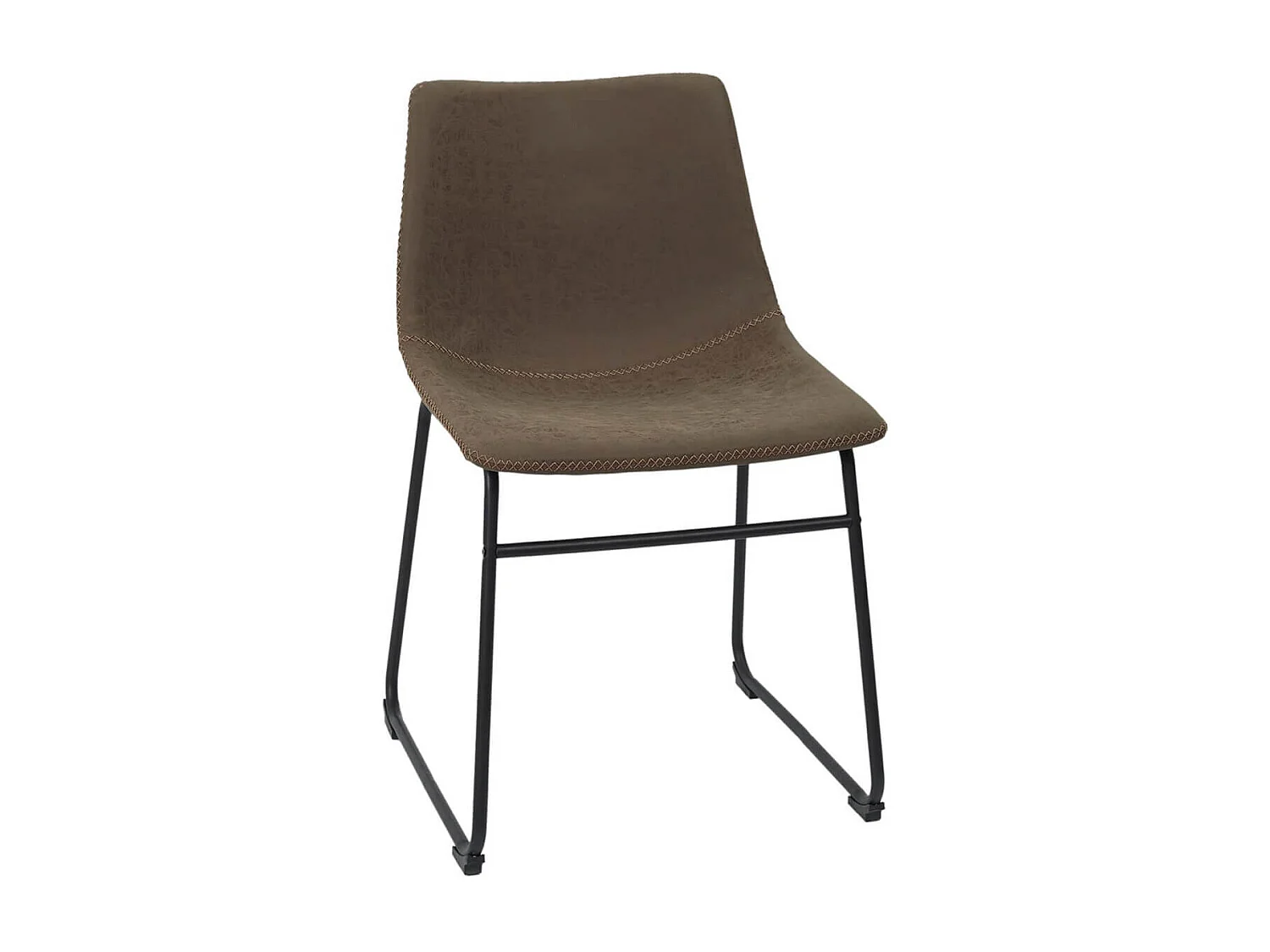 SANDY - Lot de 2 Chaises Coutures Apparentes Marron