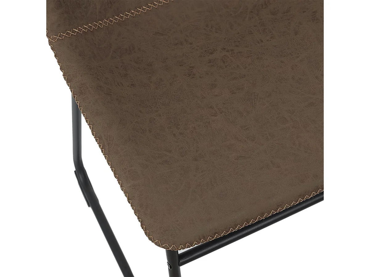 SANDY - Lot de 2 Chaises Coutures Apparentes Marron