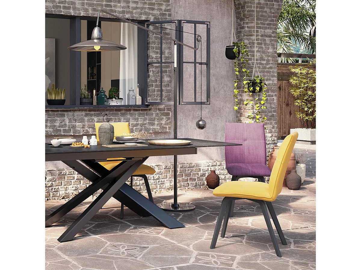 BISPO - Lot de 2 Chaises Tissu Coloris Jaune