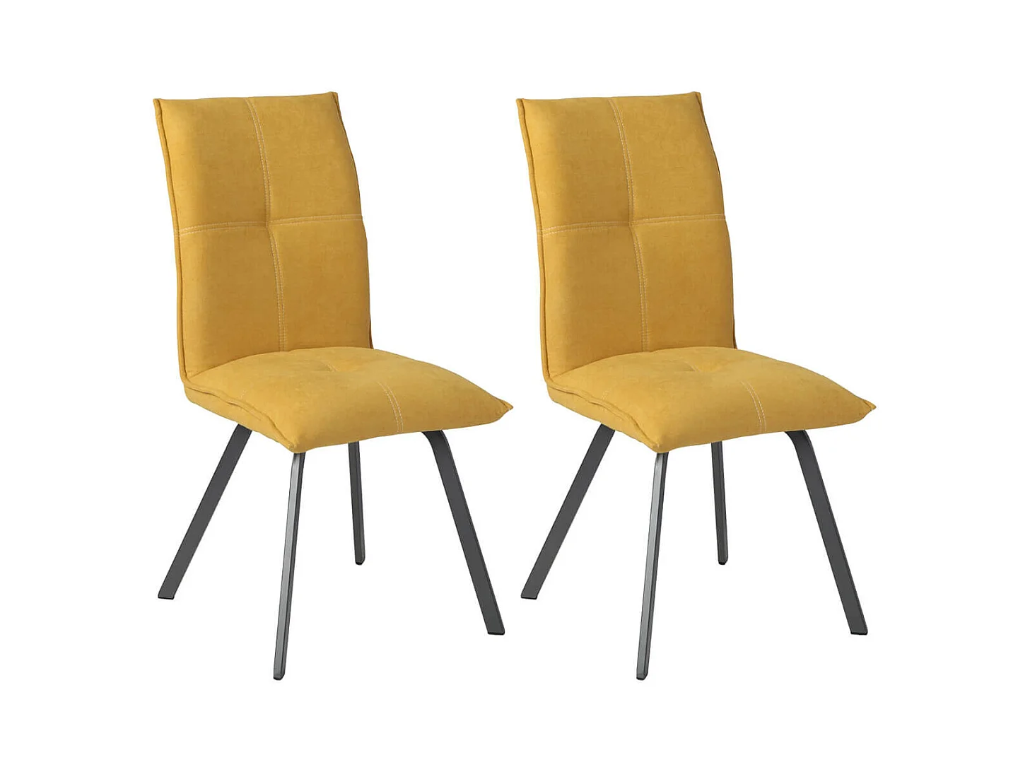 BISPO - Lot de 2 Chaises Tissu Coloris Jaune
