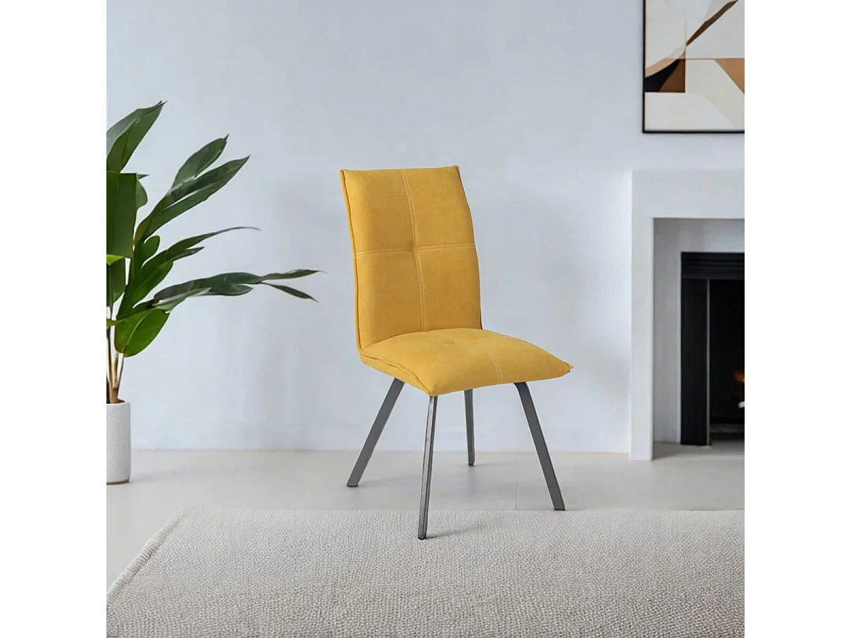 BISPO - Lot de 2 Chaises Tissu Coloris Jaune