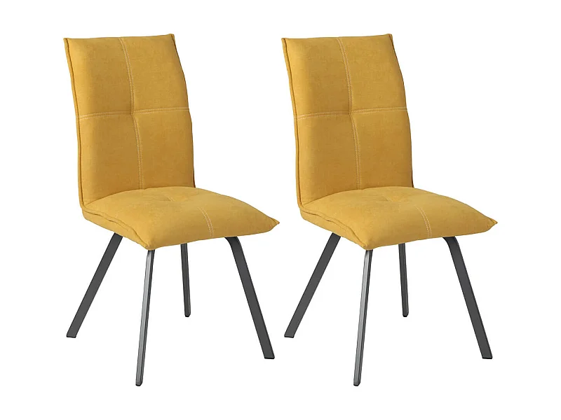 BISPO - Lot de 2 Chaises Tissu Coloris Jaune