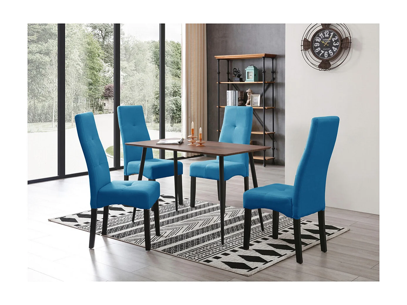 DALLAS - Lot de 2 Chaises Turquoises Capitonnées