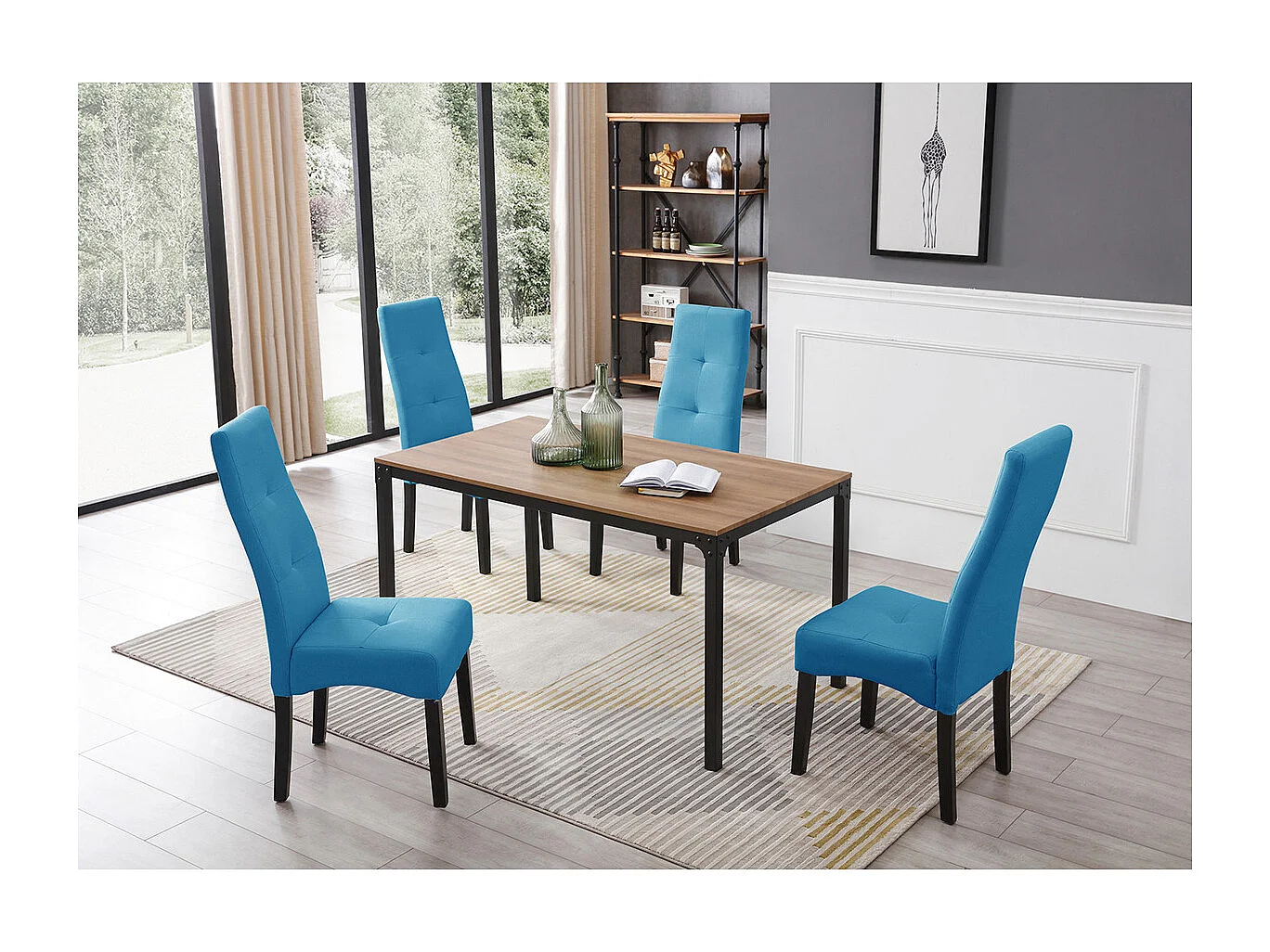 DALLAS - Lot de 2 Chaises Turquoises Capitonnées