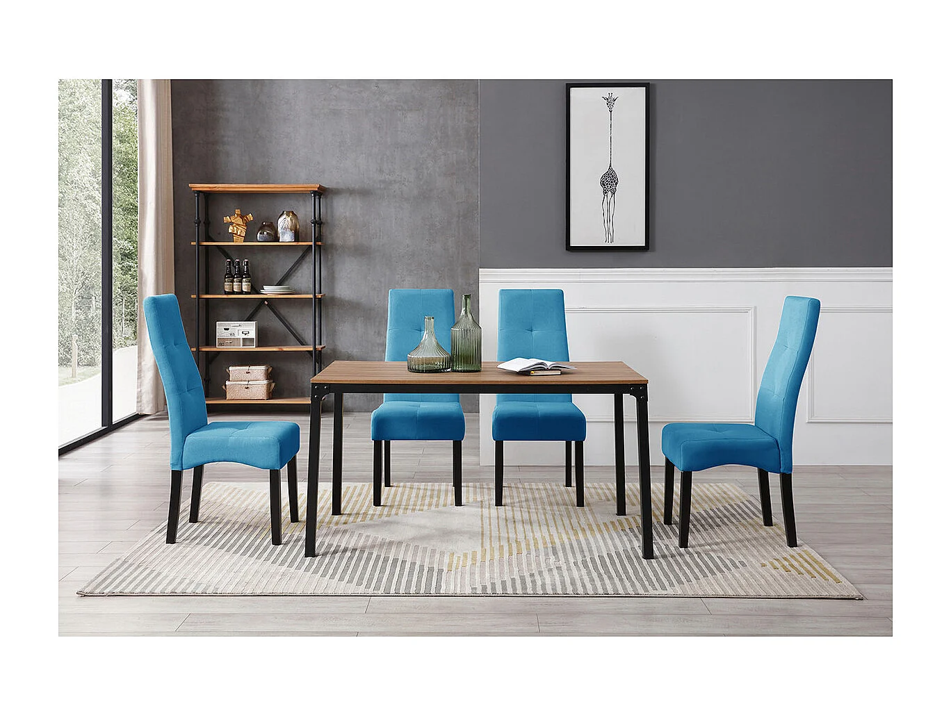 DALLAS - Lot de 2 Chaises Turquoises Capitonnées