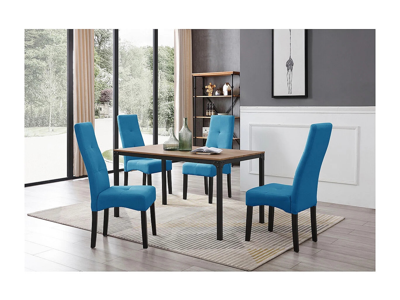 DALLAS - Lot de 2 Chaises Turquoises Capitonnées