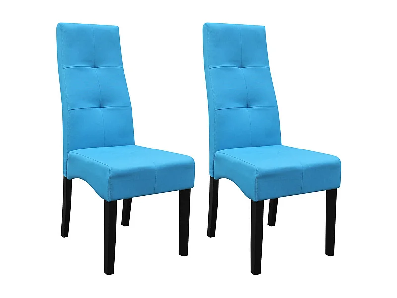 DALLAS - Lot de 2 Chaises Turquoises Capitonnées