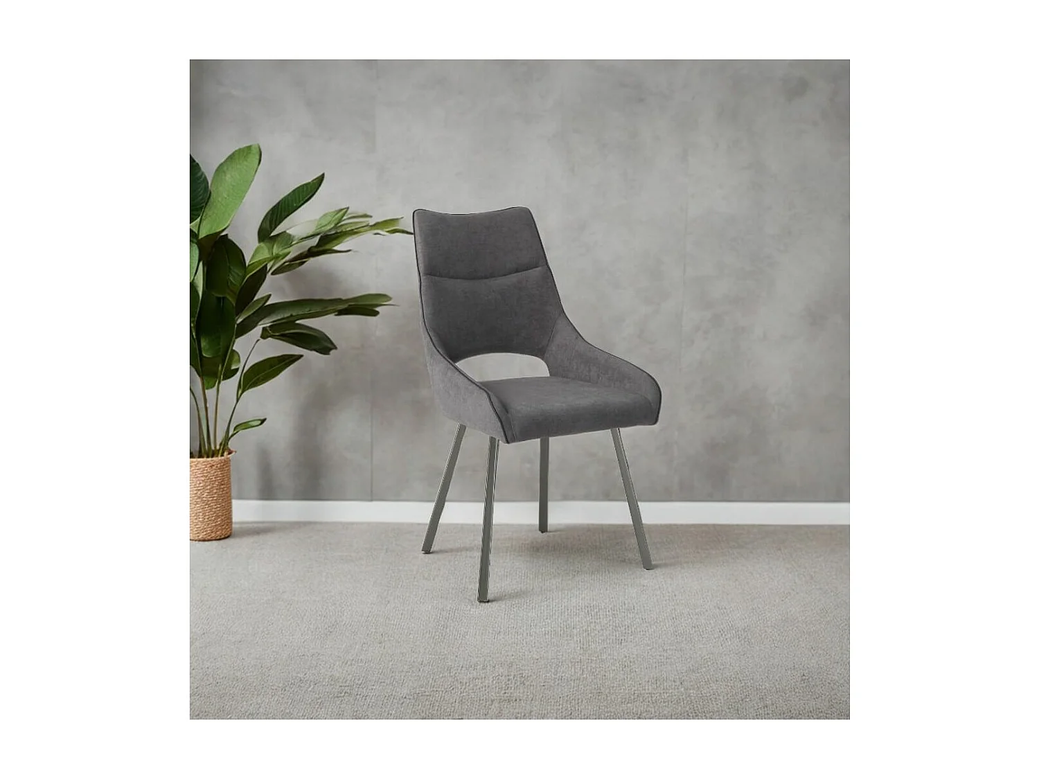 AMADO - Lot de 2 Chaises Tissu Coloris Gris Anthracite