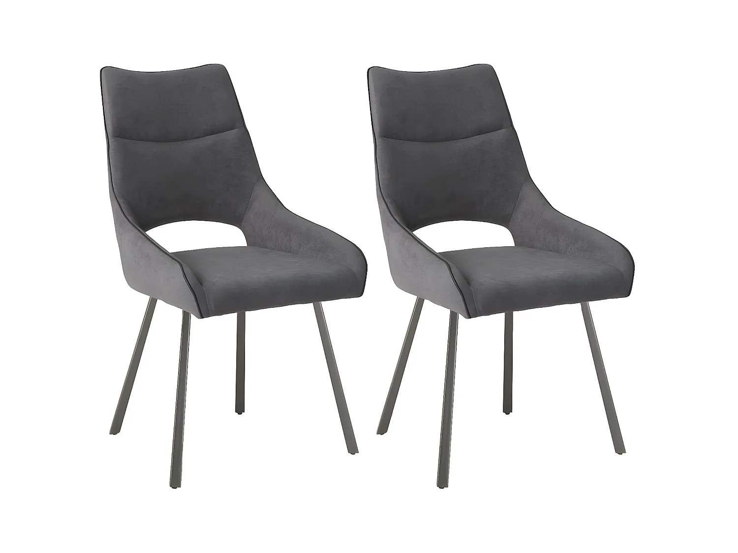 AMADO - Lot de 2 Chaises Tissu Coloris Gris Anthracite