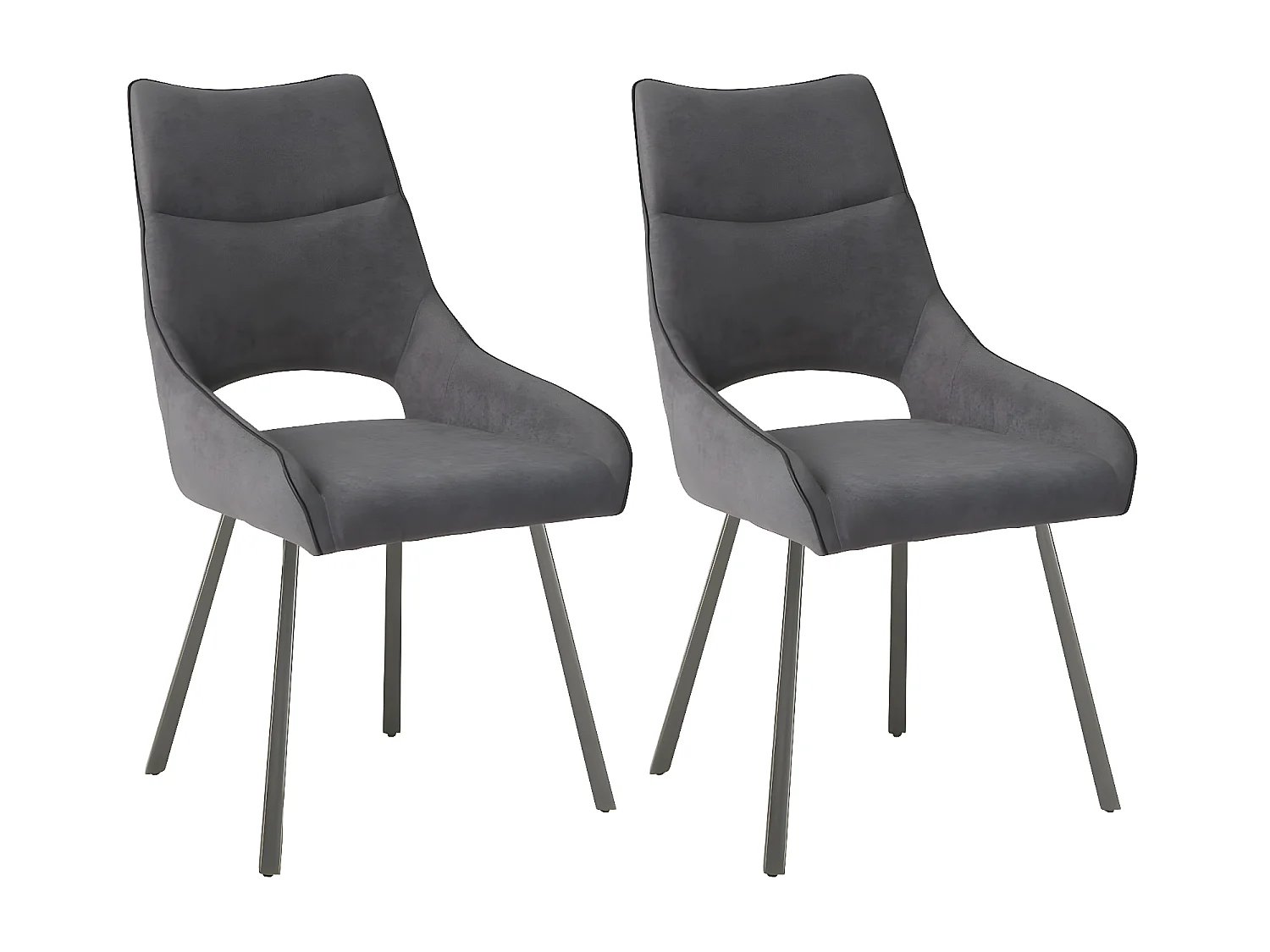 AMADO - Lot de 2 Chaises Tissu Coloris Gris Anthracite