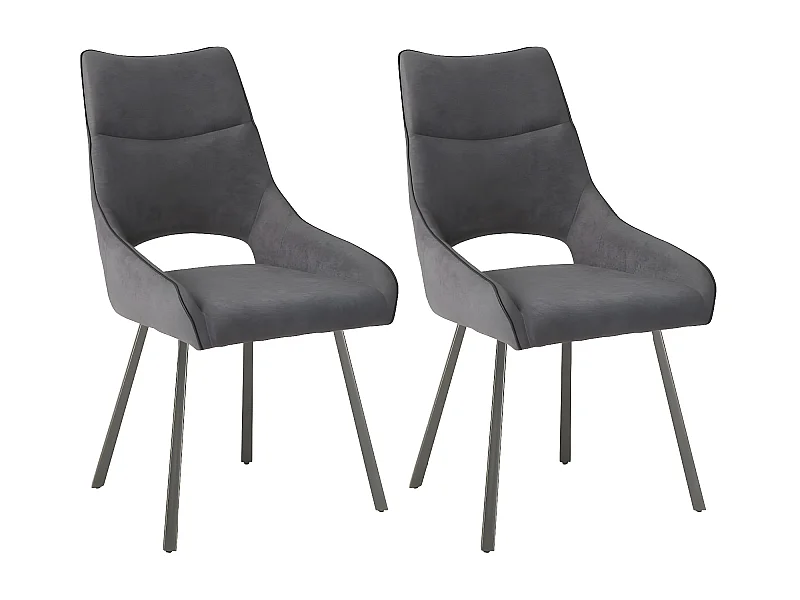 AMADO - Lot de 2 Chaises Tissu Coloris Gris Anthracite