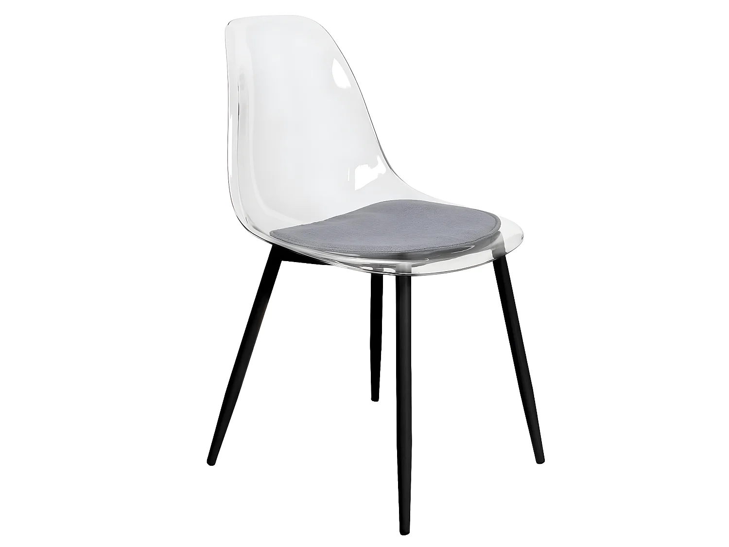 TRINA - Lot de 6 Chaises Transparentes et Pieds Métal