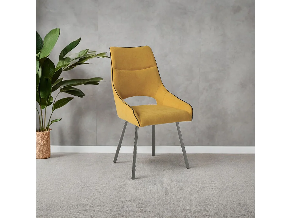 AMADO - Lot de 4 Chaises Tissu Coloris Jaune