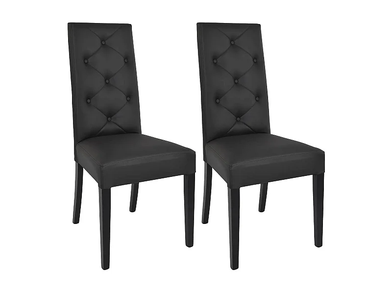 TREVI - Lot de 2 Chaises Simili Noir et Pieds Laqués