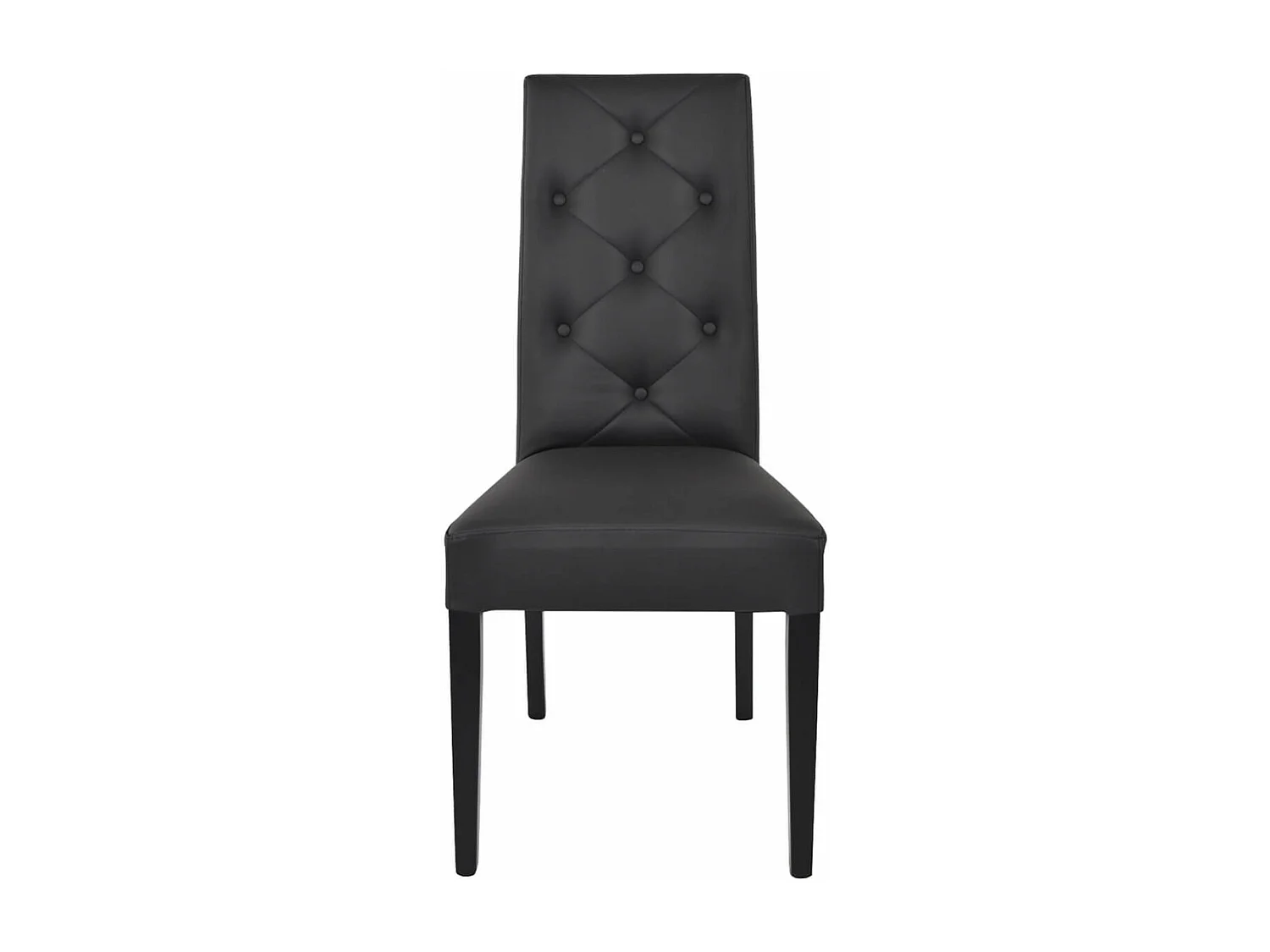 TREVI - Lot de 2 Chaises Simili Noir et Pieds Laqués