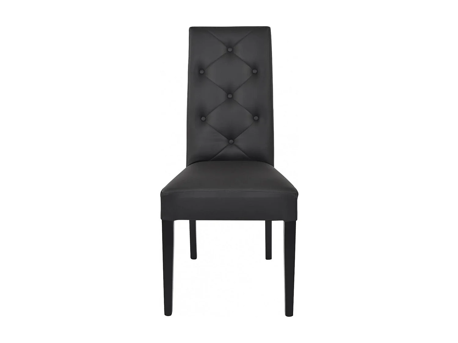 TREVI - Lot de 2 Chaises Simili Noir et Pieds Laqués