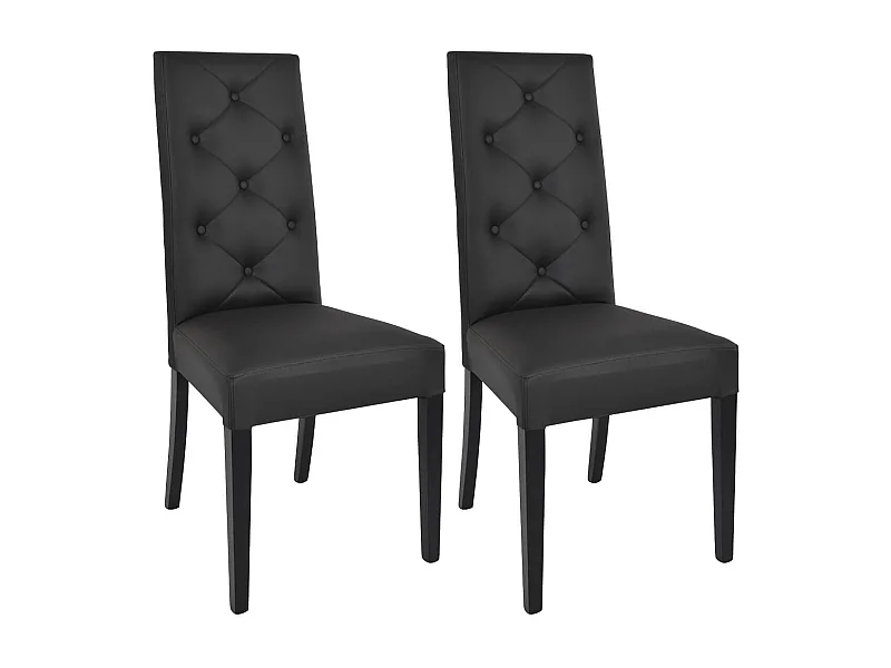 TREVI - Lot de 2 Chaises Simili Noir et Pieds Laqués