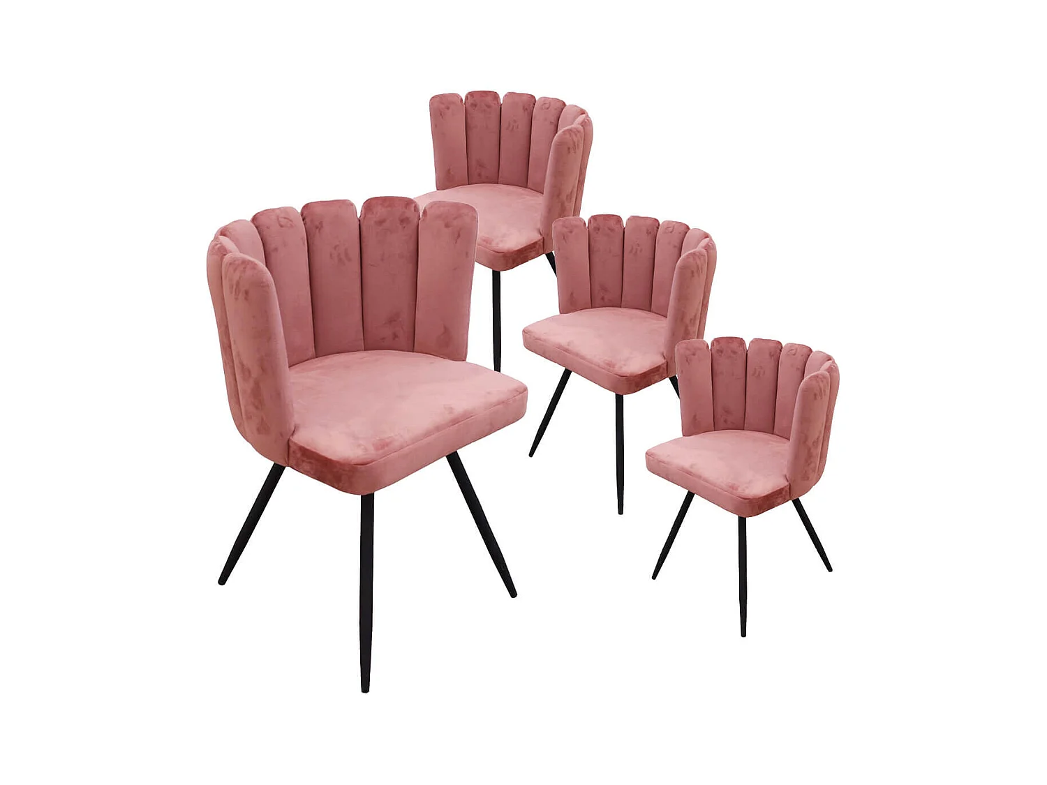 CHARLOTTE - Lot de 4 Chaises Velours Rose