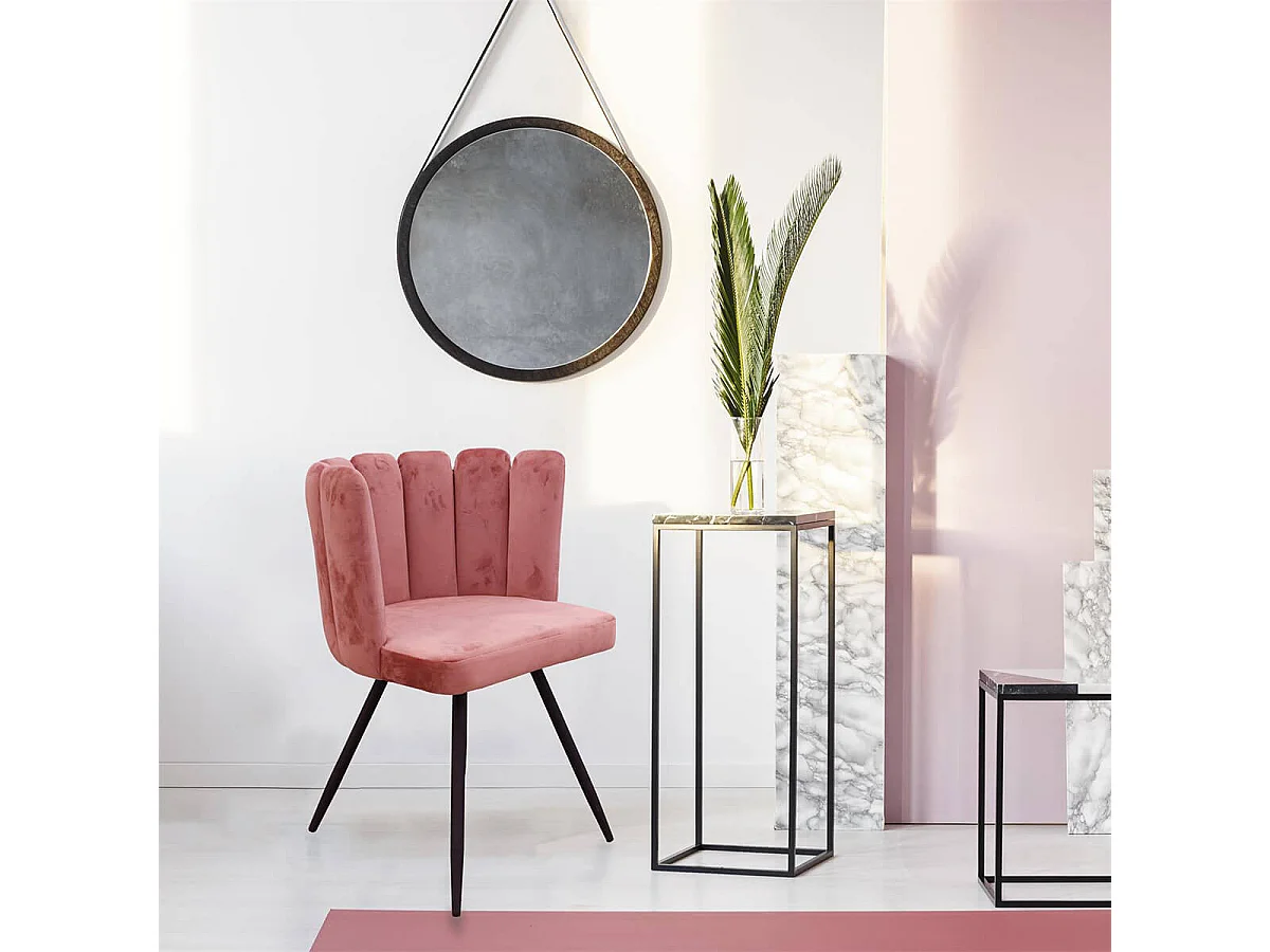 CHARLOTTE - Lot de 4 Chaises Velours Rose