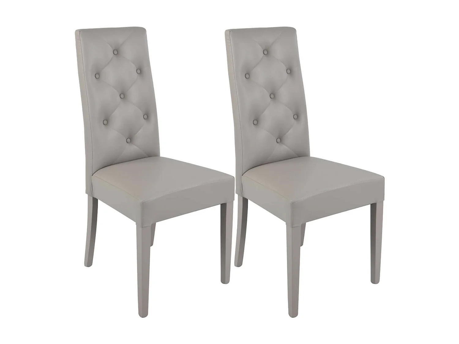 TREVI - Lot de 2 Chaises Simili Gris Clair et Pieds Laqués