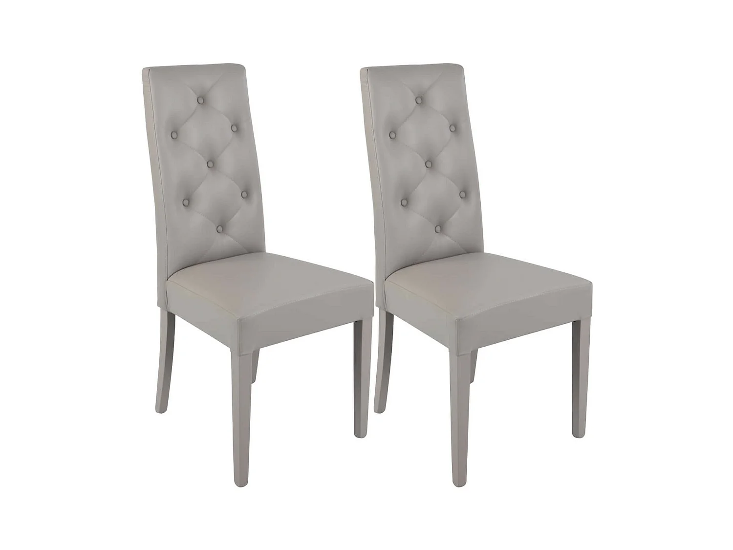 TREVI - Lot de 2 Chaises Simili Gris Clair et Pieds Laqués