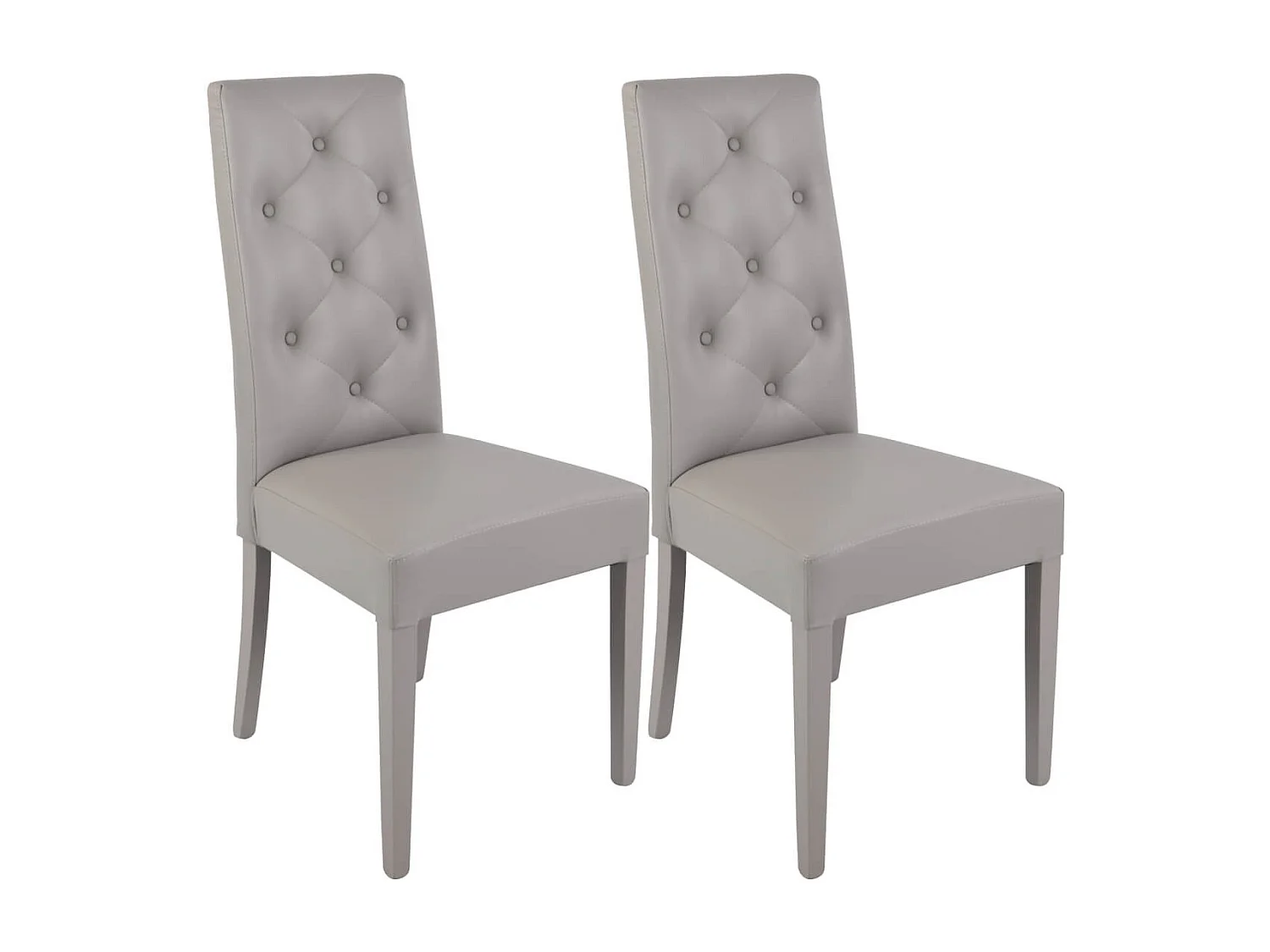TREVI - Lot de 2 Chaises Simili Gris Clair et Pieds Laqués