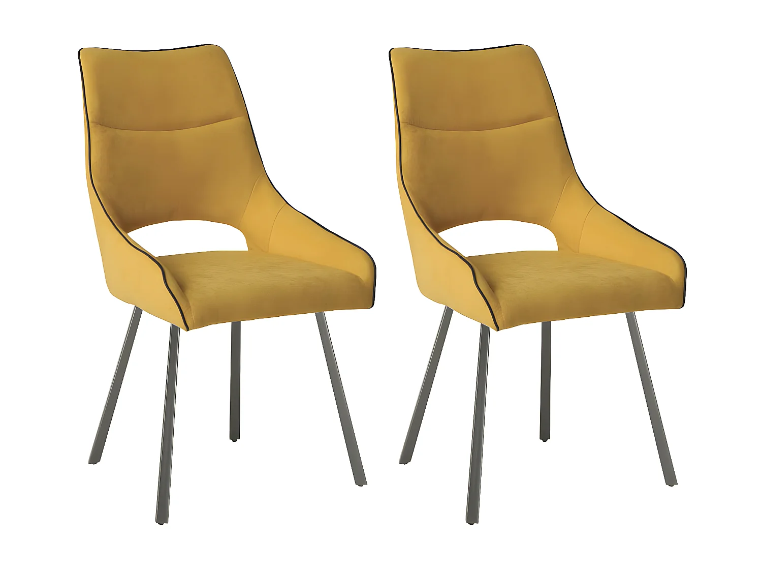 AMADO - Lot de 2 Chaises Tissu Coloris Jaune