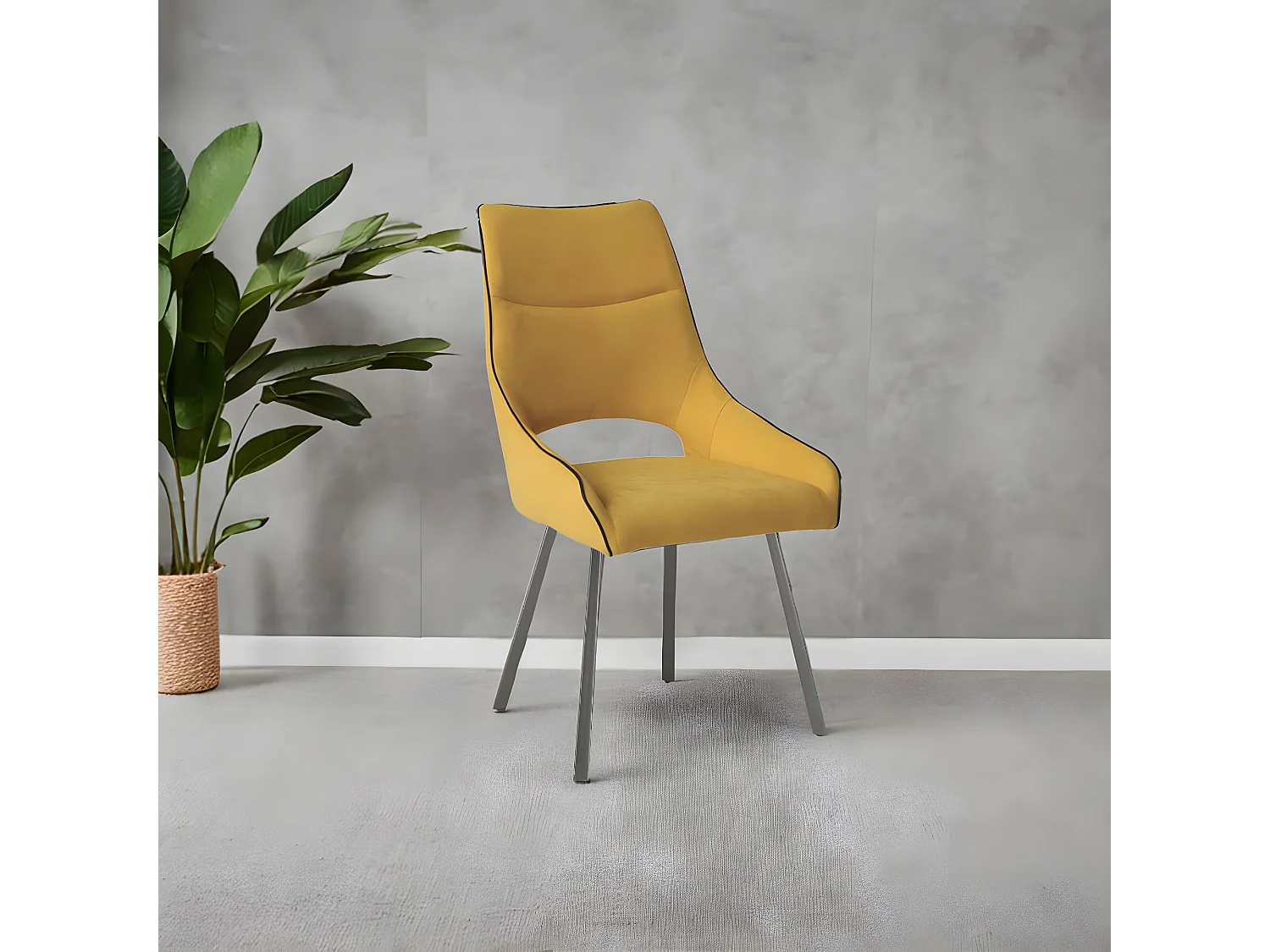 AMADO - Lot de 2 Chaises Tissu Coloris Jaune