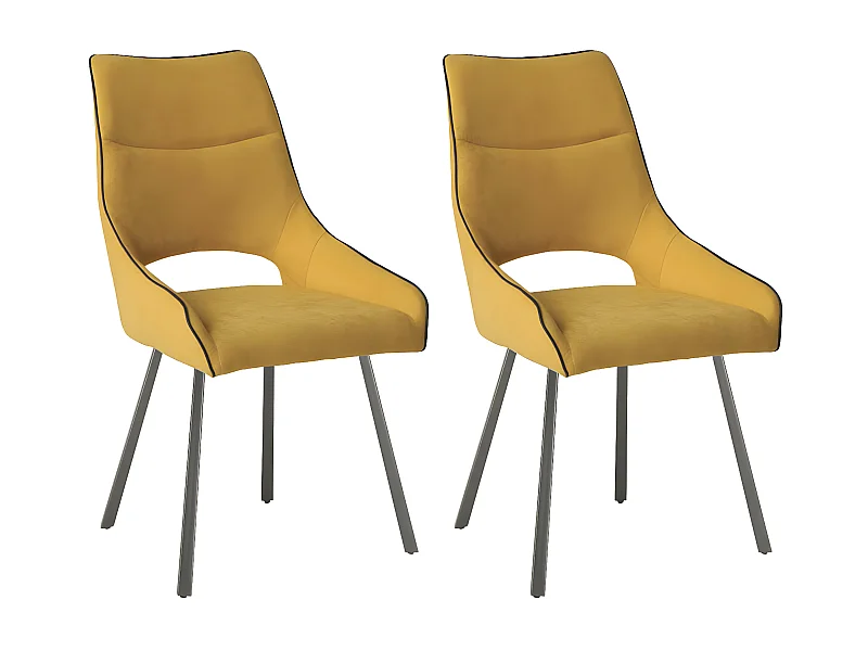AMADO - Lot de 2 Chaises Tissu Coloris Jaune