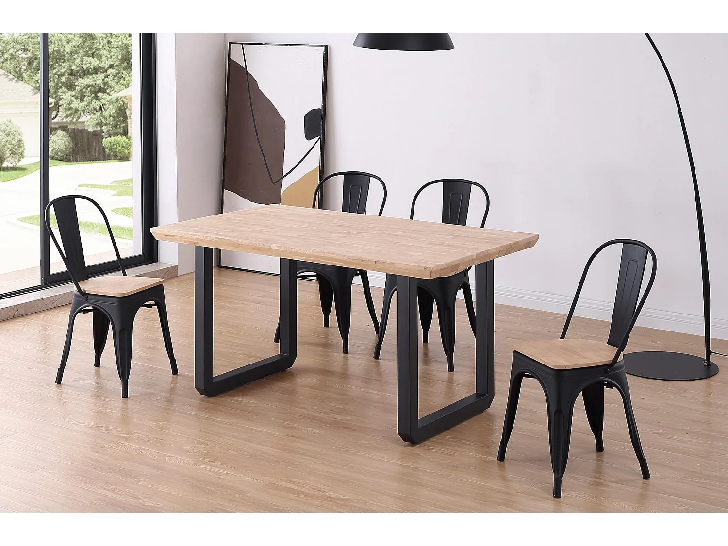 Eettafel, Rome Model, 150x90x77 cm, Metalen benen, Eik, Noordse stijl