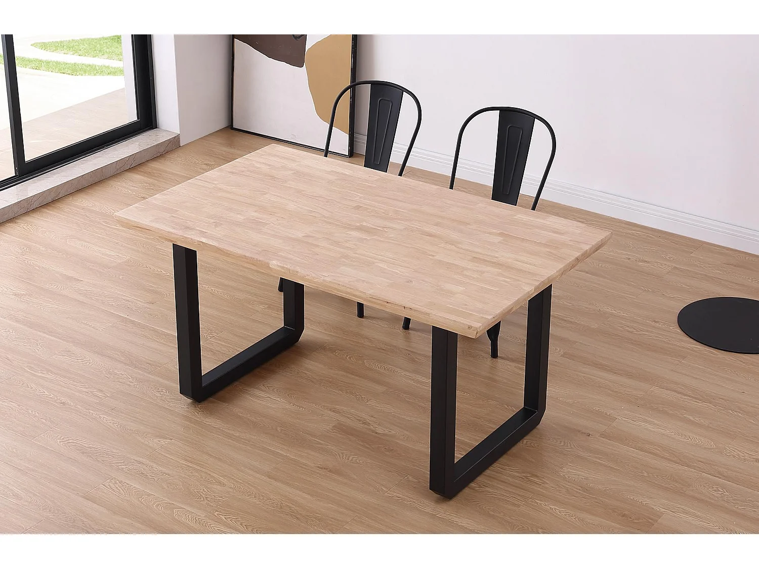 Eettafel, Rome Model, 150x90x77 cm, Metalen benen, Eik, Noordse stijl