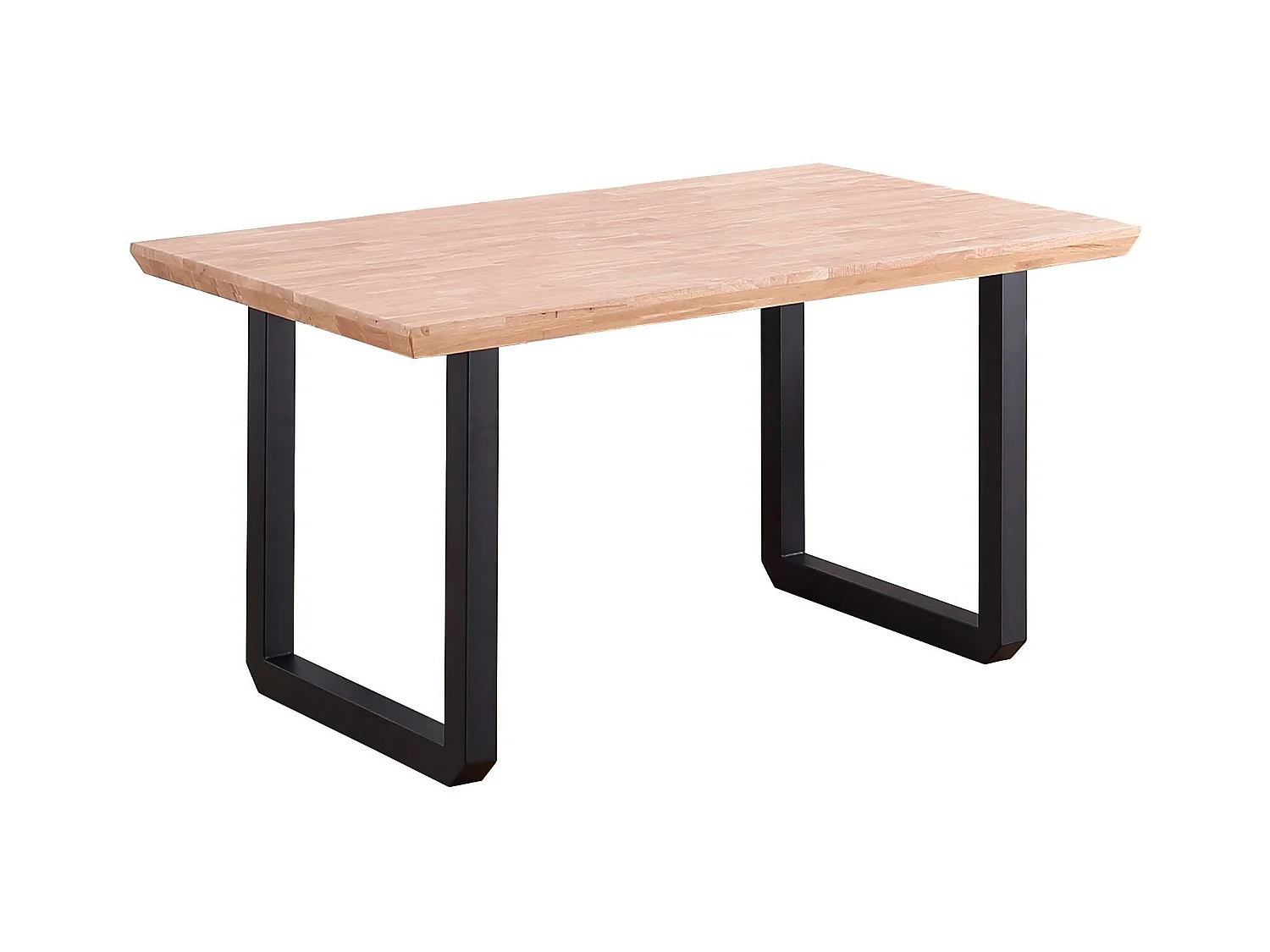 Table ROMA. Plateau en chêne avec finition en chanfrein. Pieds en métal noir. 150x90x77cm