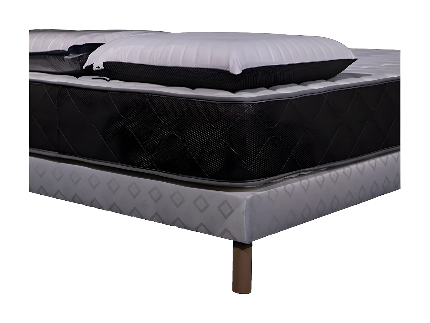 Ensemble Matelas Luxe mousse - 140x190cm avec 2 Oreiller visco 60x60 et Sommier blanc